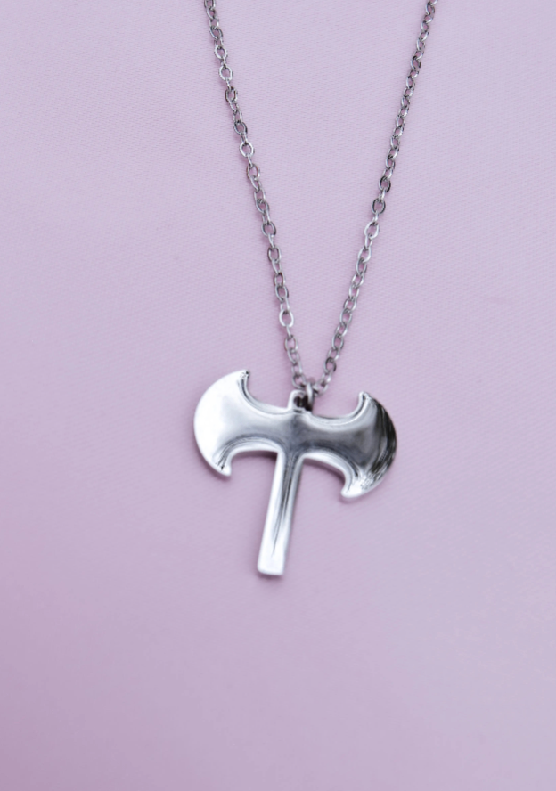 Labrys symbol charm necklace in 304 stainless steel.