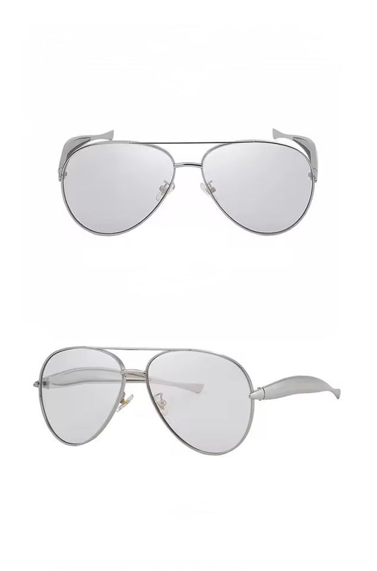 Zara Light Silver Aviator Sunglasses 