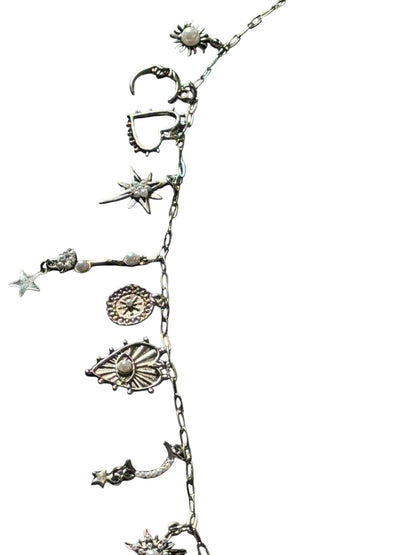Silver Moon Dust Droplet Charm Necklace 