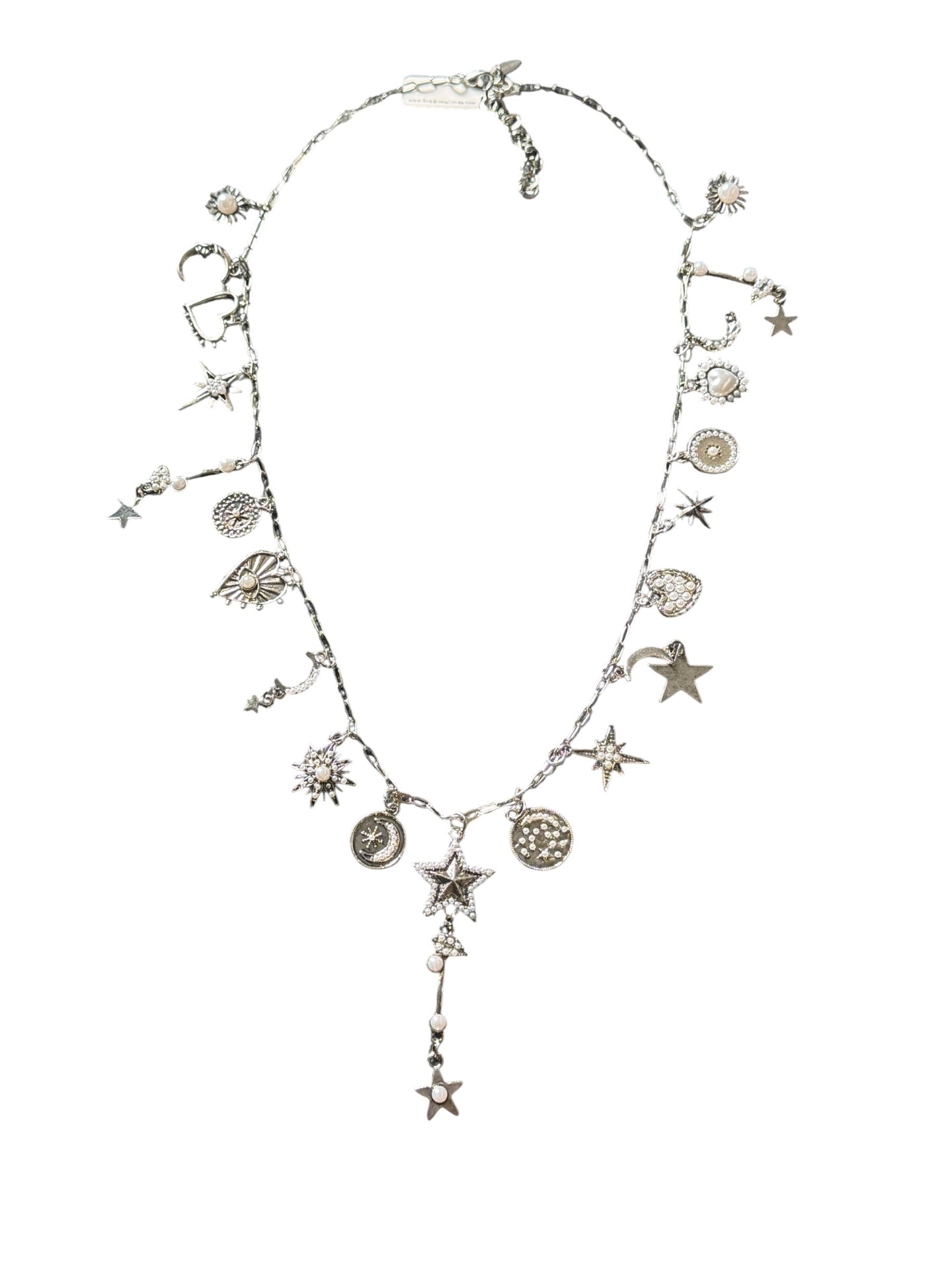 Silver Moon Dust Droplet Charm Necklace 