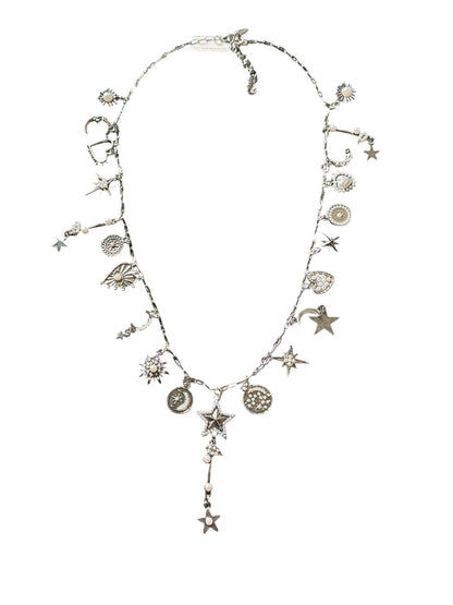 Silver Moon Dust Droplet Charm Necklace 