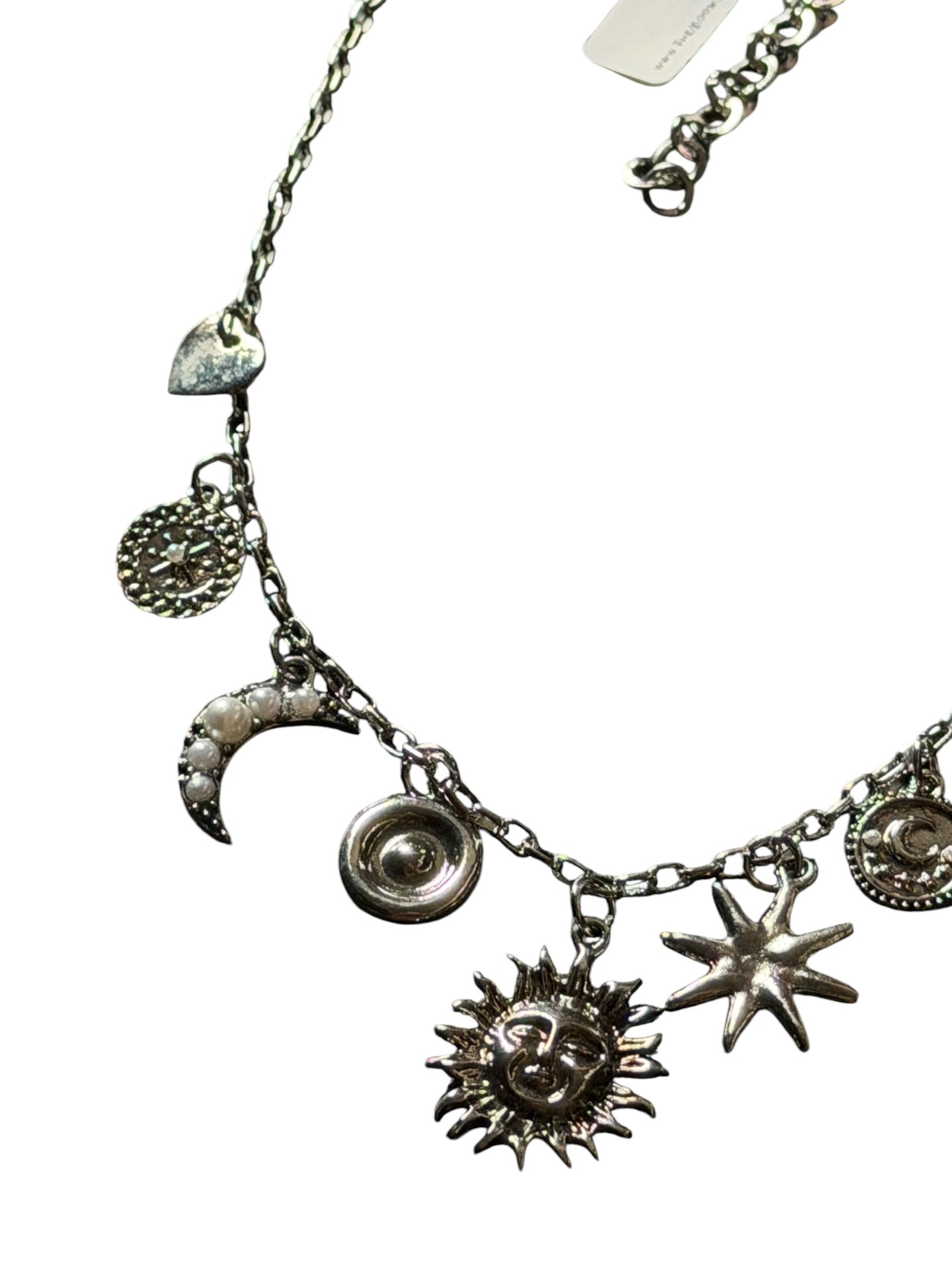 Silver Moon Dust Collar Charm Necklace 