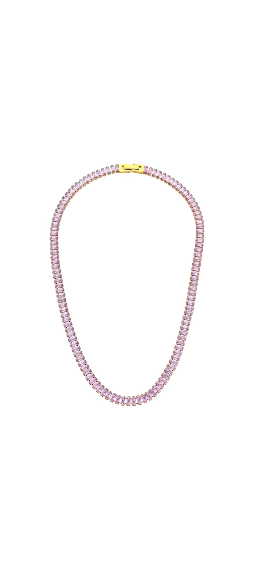 Aurora Tennis Necklace Pink Gold