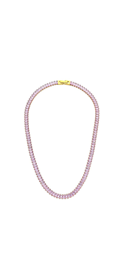 Aurora Tennis Necklace Pink Gold