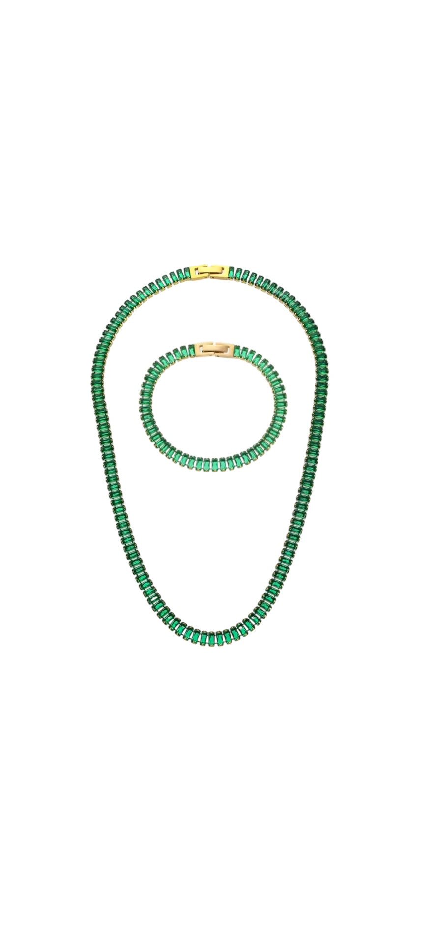 Aurora Tennis Necklace Green Gold