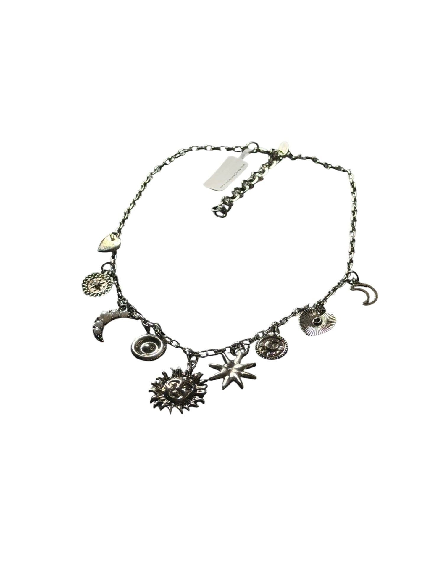 Silver Moon Dust Collar Charm Necklace 