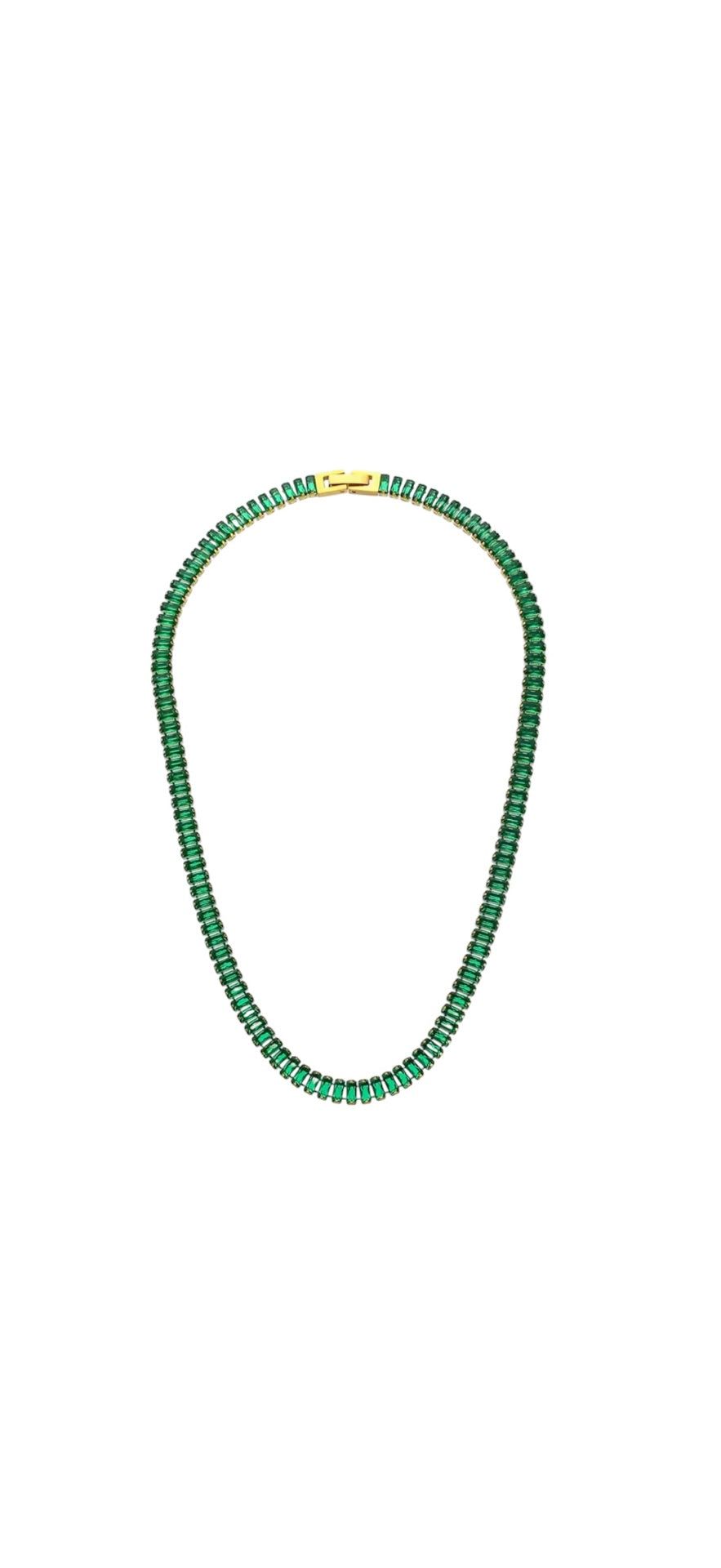 Aurora Tennis Necklace Green Gold
