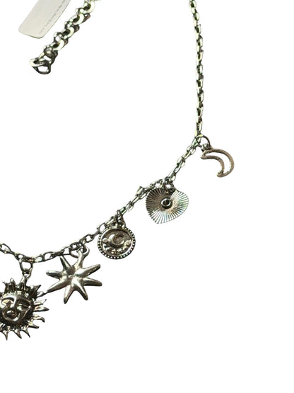 Silver Moon Dust Collar Charm Necklace 