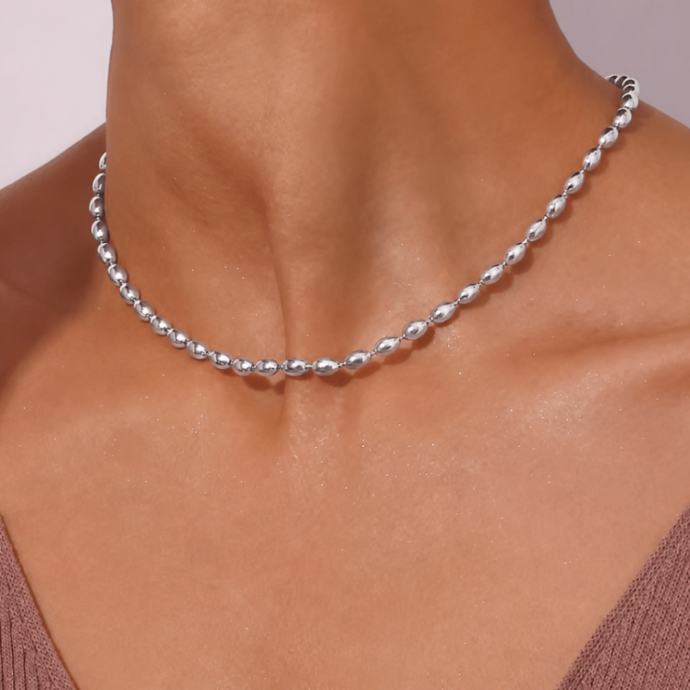 The Essential Beaded Stacking Necklace Silver