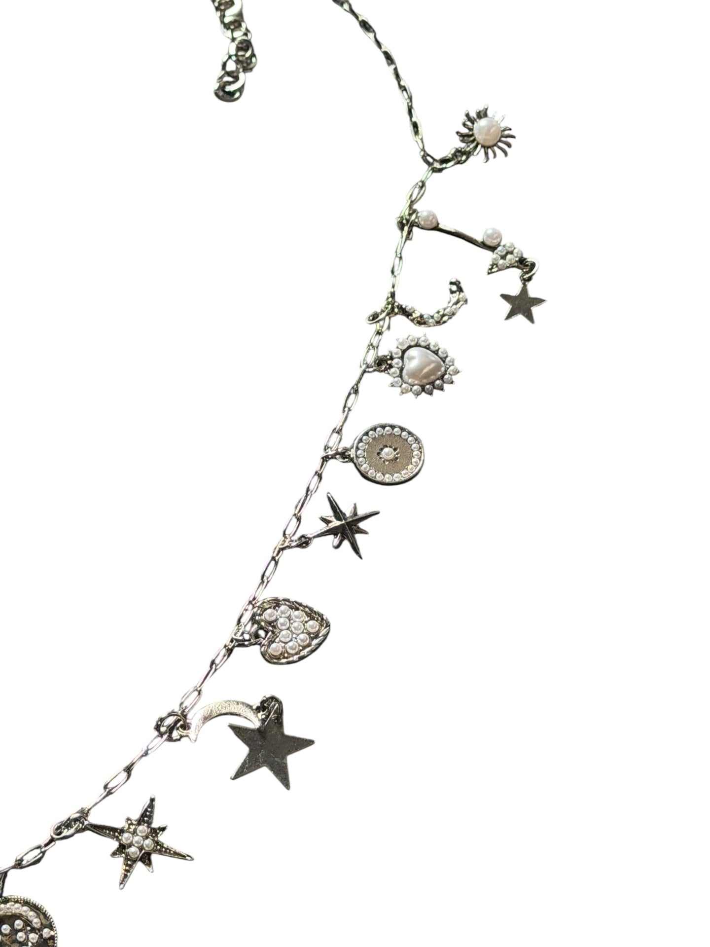 Silver Moon Dust Droplet Charm Necklace 