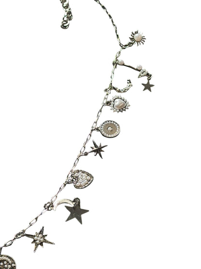 Silver Moon Dust Droplet Charm Necklace 
