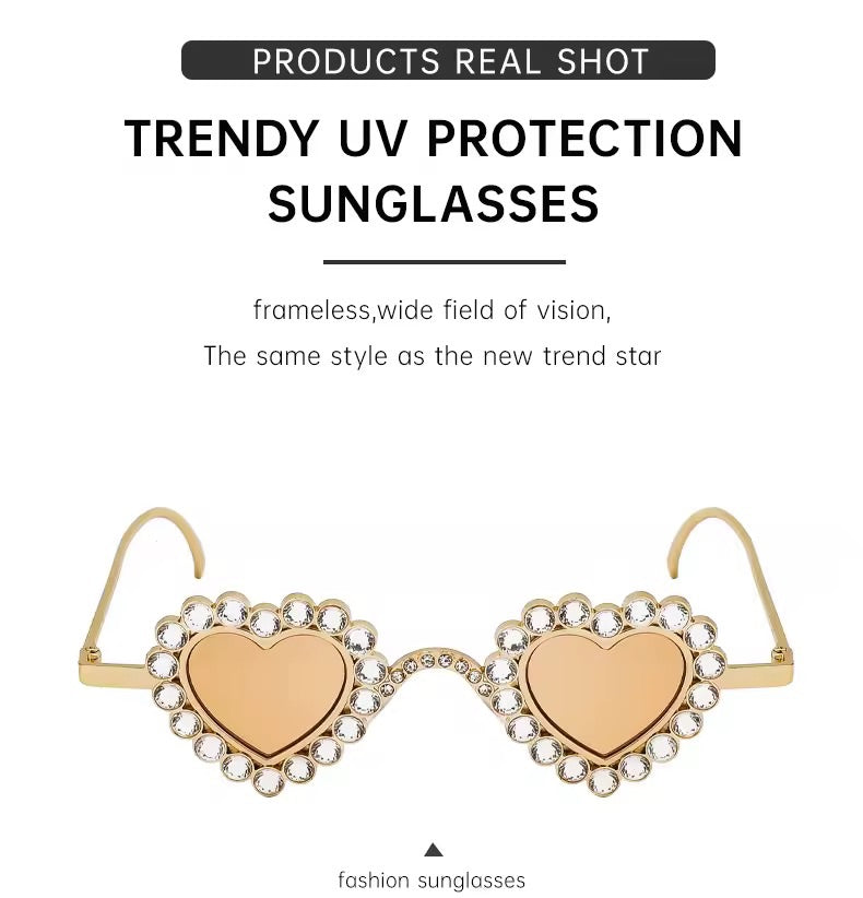 Love Heart Champagne Sunglasses 