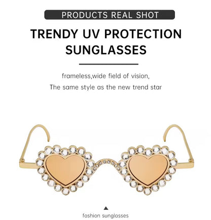 Love Heart Champagne Sunglasses 