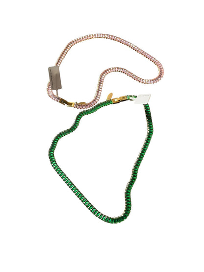 Aurora Tennis Necklace Green Gold
