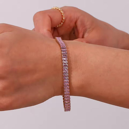 Aurora Tennis Bracelet Pink Gold