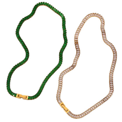 Aurora Tennis Necklace Green Gold