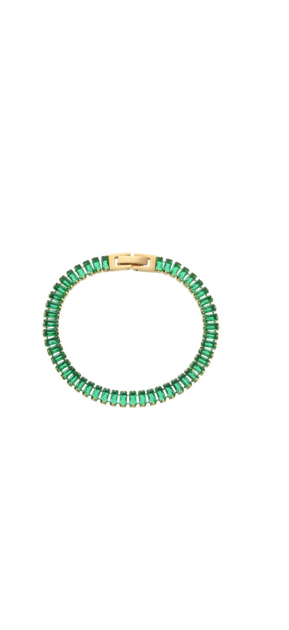 Aurora Tennis Bracelet Green Gold