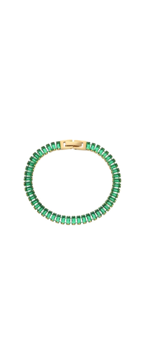 Aurora Tennis Bracelet Green Gold