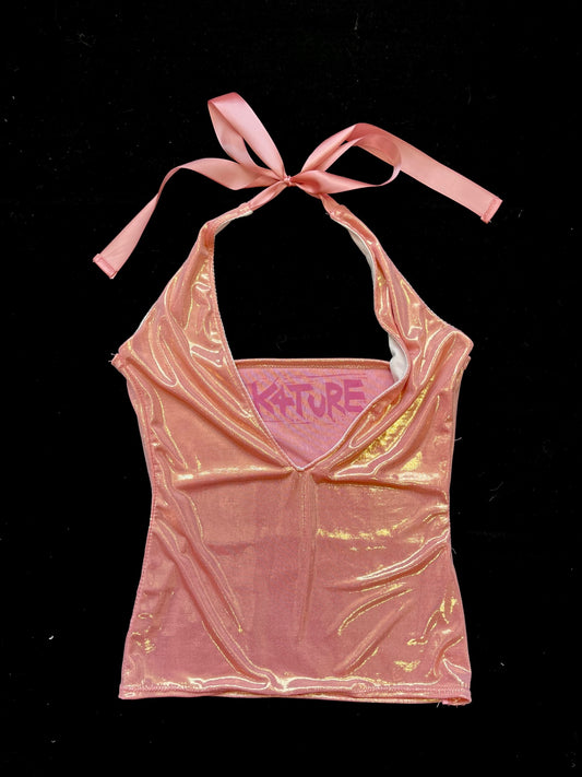 K4TURE metallic handmade halterneck top