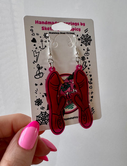 Dark Pink & Red Rabbit Vibrator Earrings