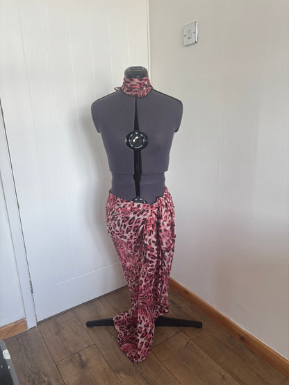 long maxi sarong skirt and neck tie  