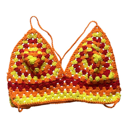 Red, orange and yellow crochet top 