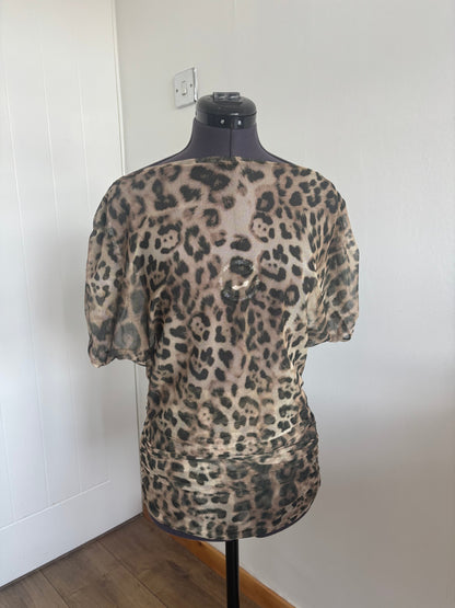 Leopard print off shoulder top and ruched skirt 