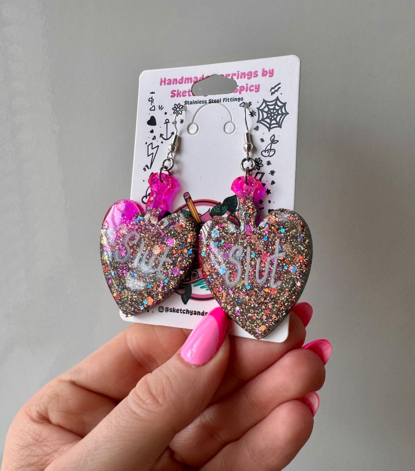 Multicoloured Glitter Slut Earrings