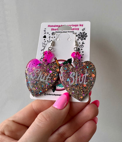 Multicoloured Glitter Slut Earrings