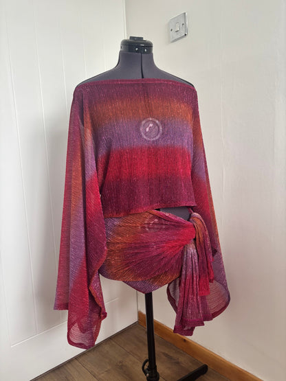 Pink poncho top & sarong skirt 