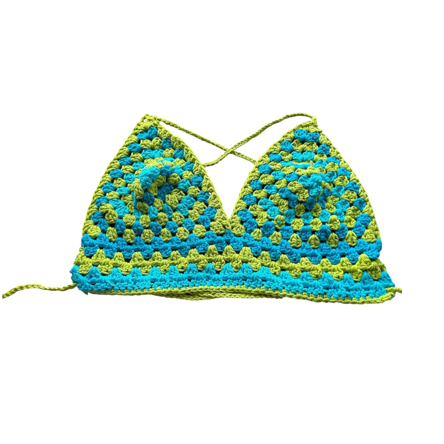 Green and blue crochet top 