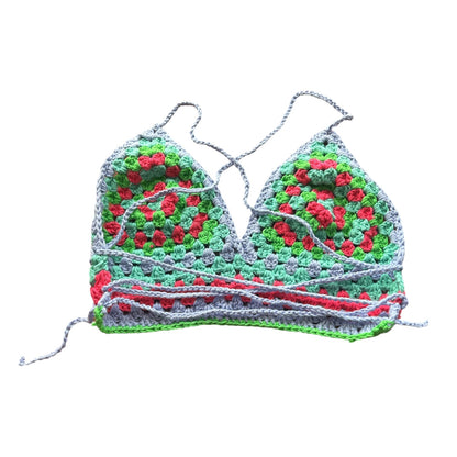Green, purple and pink crochet top 