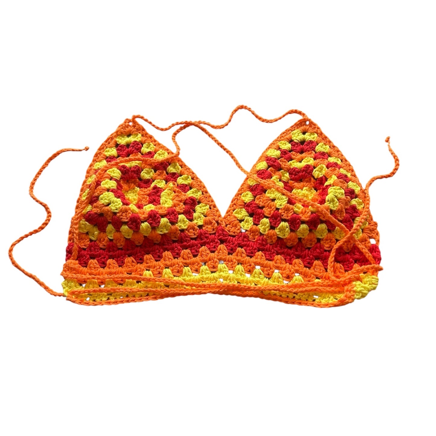 Red, orange and yellow crochet top 