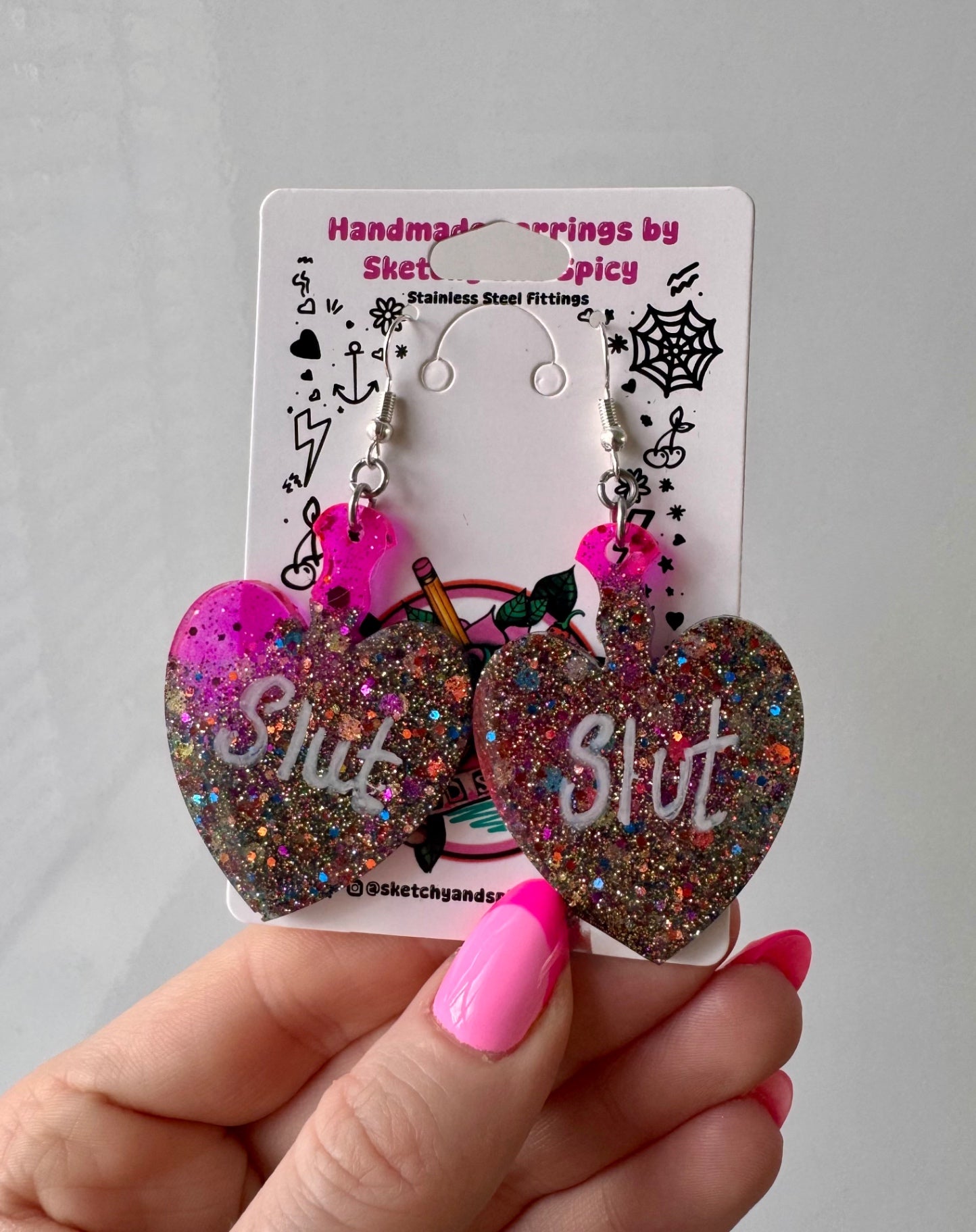 Multicoloured Glitter Slut Earrings