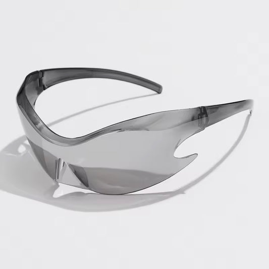 Flame Visor Sunglasses Silver