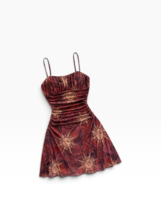 Burgundy Sun & Moon Dress
