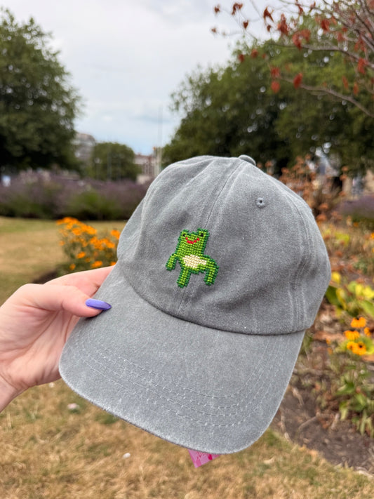 Froggy Chair Animal Crossing Cross Stitched Embroidered Baseball Cap