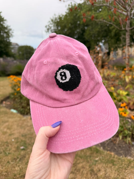 Magic 8 Ball Cross Stitched Embroidered Baseball Cap