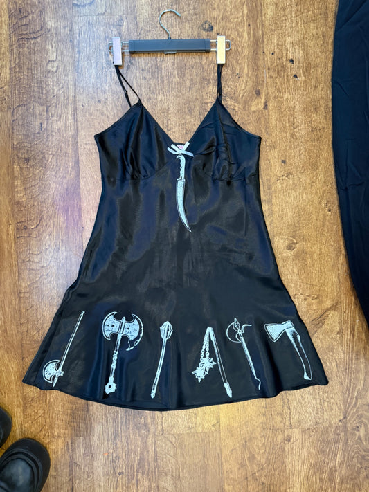 Reworked mediaeval weaponry satin slip dress s/m