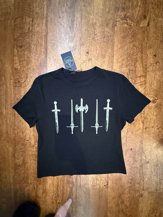 Mediaeval swords cropped T-shirt size large