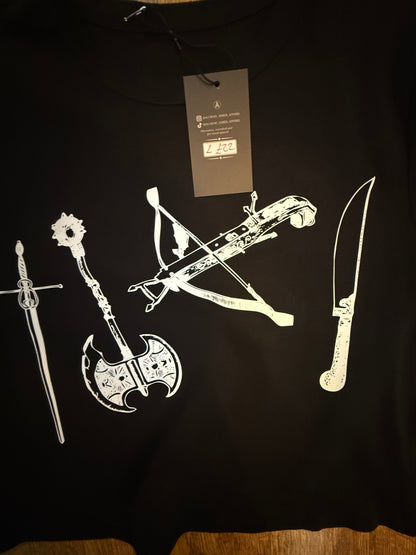 Mediaeval weaponry cropped T-shirt size large