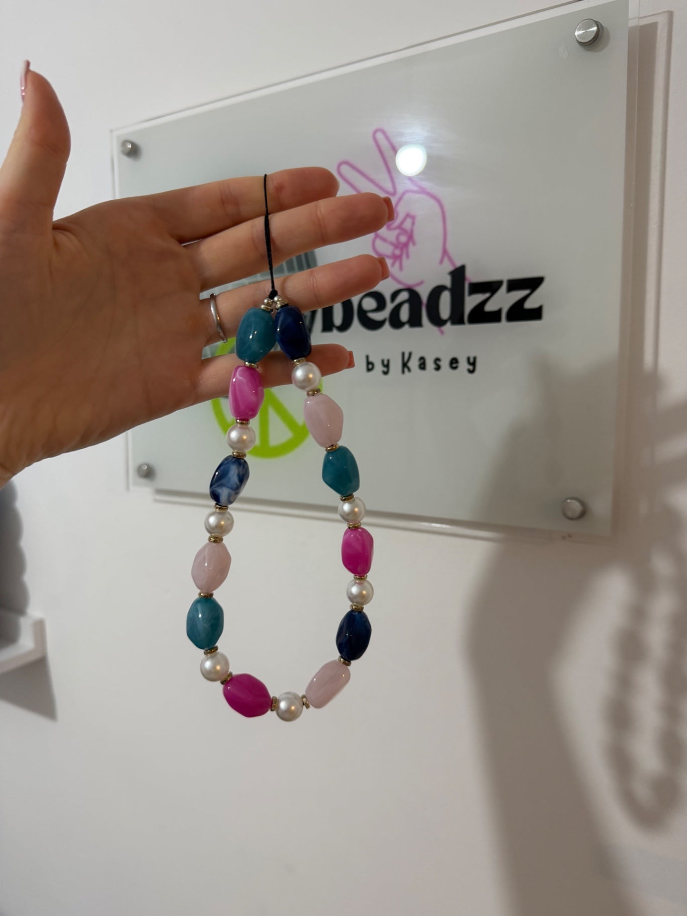 ‘Pink and blue’ phone charm 