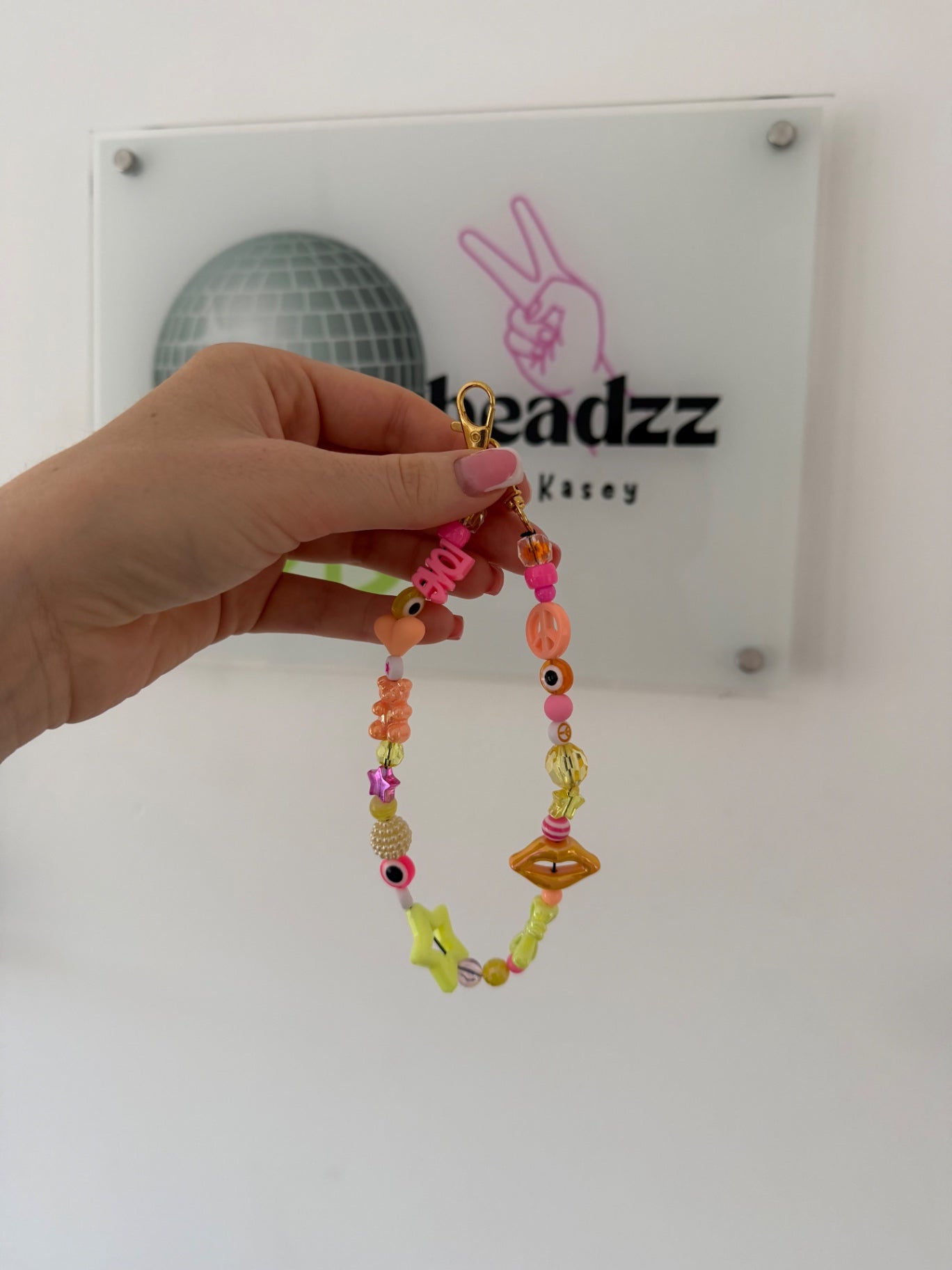 Bag charm - pink/orange/yellow