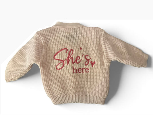 Newborn She’s Here Cardigan 