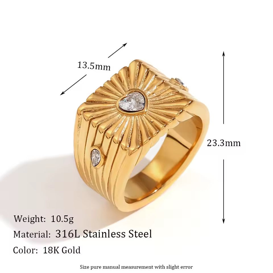 Queen Of Hearts Signet Ring Silver Red S6