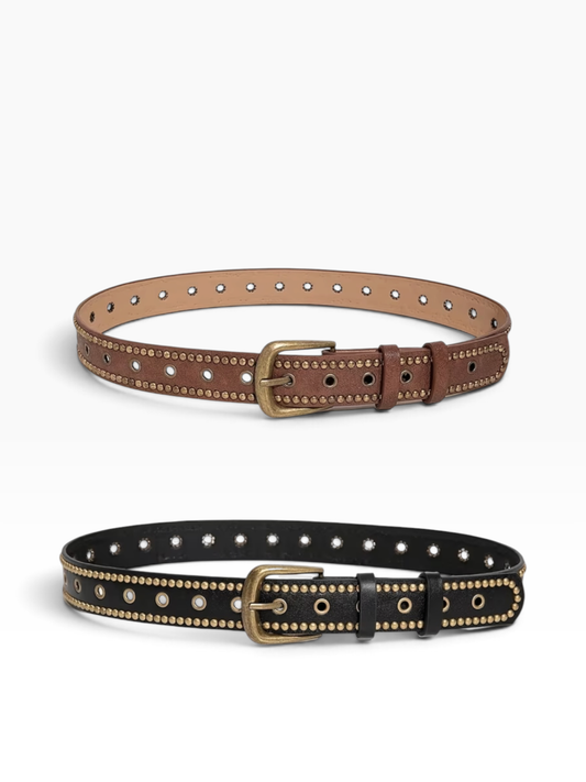 Black Buckle Studed Belt