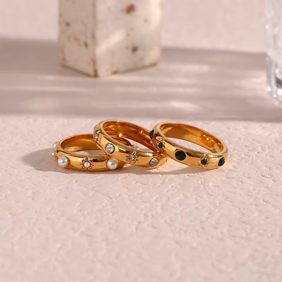 Constellation Pearl Gold Ring Size 7