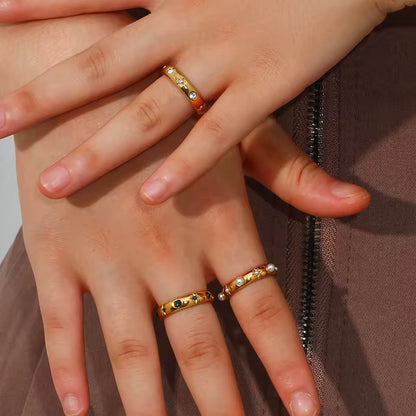 Constellation Pearl Gold Ring Size 8