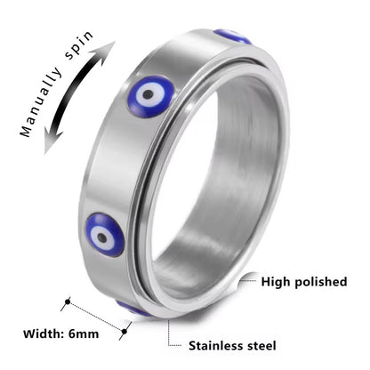 Guardian Eye Spinner Silver Ring Size 9