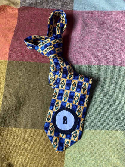 BLUE AND YELLOW 8BALL Up-cycled tie